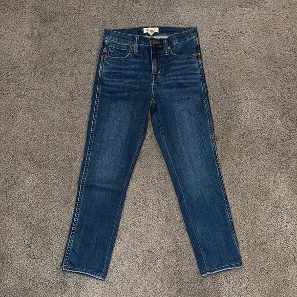 MADEWELL  Fair Trade Certified Factory Mid-Rise Stovepipe Denim Jeans EUC 25 - Picture 1 of 11